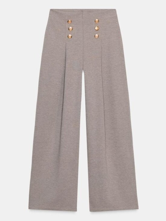 Zara Pants - Zara Twill Trousers with Buttons, Wide Leg, Size S